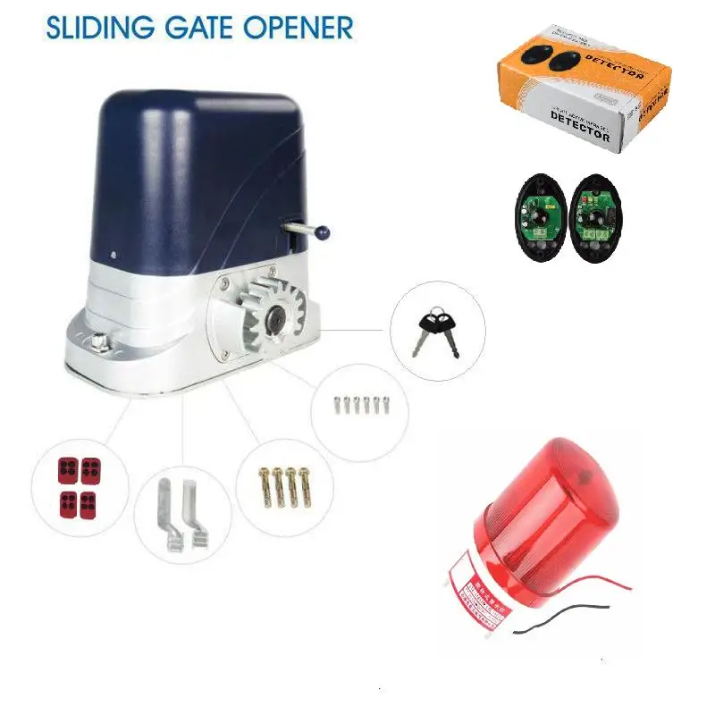 

800kg loading Automatic electric sliding gate opener with 4 remote control 1 photocell 1 lamp