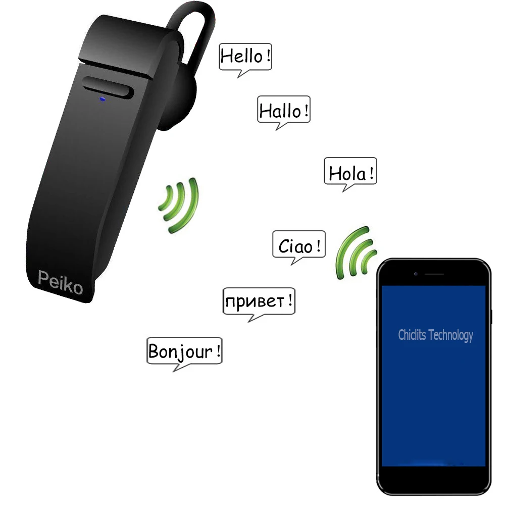 Voice Translator Wireless Bluetooth Translate Earphone 16 Languages Intelligent Business Phone traductor de voz simultaneo | Электроника