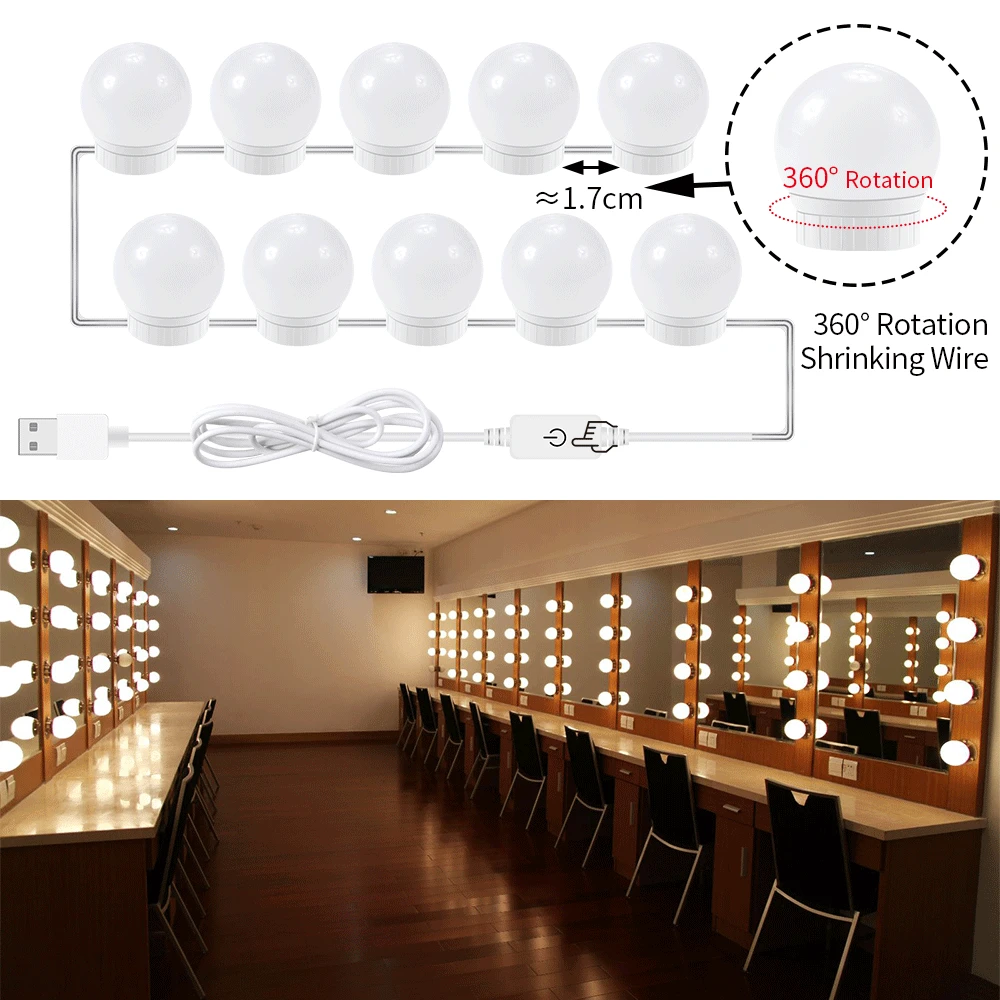 USB LED Mirror Light Vanity Table Bulb Stepless Dimmable Hollywood Mirror Makeup Table Lamp 2 6 10 14PCS Dressing Mirror Lights
USB LED Mirror Light Vanity Table Bulb Stepless Dimmable Hollywood Mirror Makeup Table Lamp 2 6 10 14PCS Dressing Mirror Lights