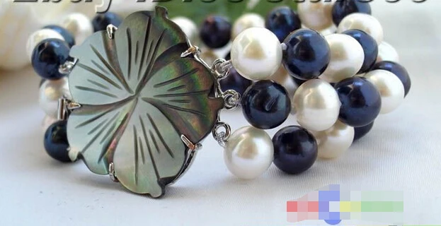 P810 3ROW 10MM WHITE BLACK ROUND FRESHWATER PEARL BRACELET Noble style Natural Fine jewe Fast (D) SHIPPING
P810 3ROW 10MM WHITE BLACK ROUND FRESHWATER PEARL BRACELET Noble style Natural Fine jewe Fast (D) SHIPPING