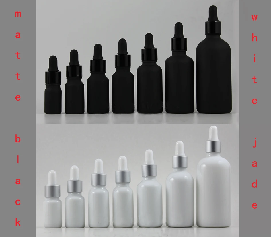 50pcs/lot 5ml 10ml 15ml 20ml 30ml 50ml 100ml white jade matte black glass dropper bottle Enssential Oil bottles Sample Bottles
50pcs/lot 5ml 10ml 15ml 20ml 30ml 50ml 100ml white jade matte black glass dropper bottle Enssential Oil bottles Sample Bottles