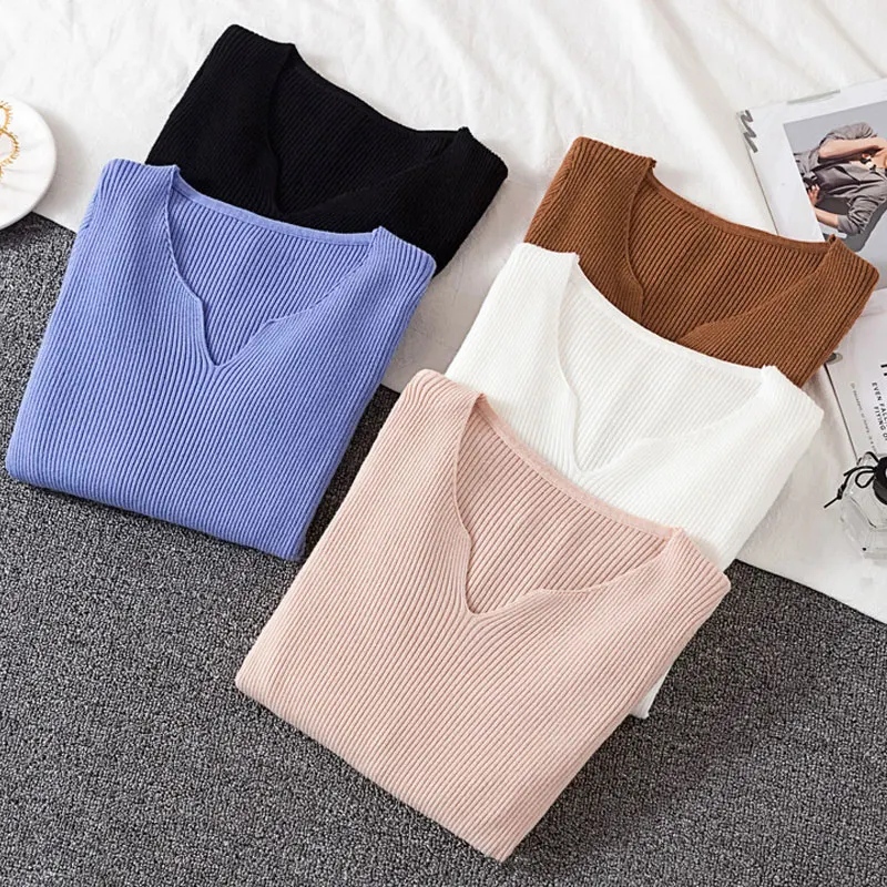 2019 Simple Office Lady Solid Bottoming Shirt Sweaters Women V-Neck Slim Soft All Match Elastic Pullover Knitting Sweater Female
2019 Simple Office Lady Solid Bottoming Shirt Sweaters Women V-Neck Slim Soft All Match Elastic Pullover Knitting Sweater Female