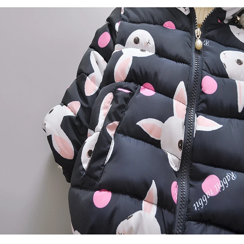 Baby girl Coat In Winter Leisure style Cartoon Rabbit head Warm and lovely zipper jacket Kids Children are not afraid of cold (12)