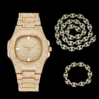 Hip Hop Bling Gold Luxury Watch & Full Iced Coffee Beans 18" Necklace & 8" Bracelet Jewelry Gift Set
Hip Hop Bling Gold Luxury Watch & Full Iced Coffee Beans 18" Necklace & 8" Bracelet Jewelry Gift Set