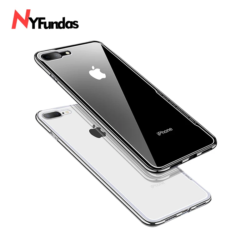 NYFundas Роскошный прозрачный чехол с покрытием для iphone 8Plus 7 6 6S Plus X 10 Fundas Capa is Mirror