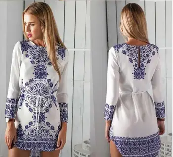 1 piece Old eastern style Blue White Porcelain Pattern Women Elegant with rope Summer Spring Autumn Girls Casual vintage Dress 
1 piece Old eastern style Blue White Porcelain Pattern Women Elegant with rope Summer Spring Autumn Girls Casual vintage Dress