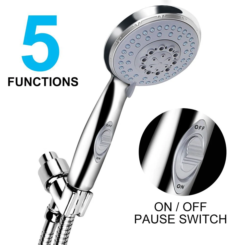 Handheld Big Rainfall Bathroom Shower Head High Pressure 5 Spray Settings Detachable Chrome Finish with Pause Switch Showerheads
Handheld Big Rainfall Bathroom Shower Head High Pressure 5 Spray Settings Detachable Chrome Finish with Pause Switch Showerheads