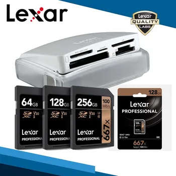 

Lexar Professional SDXC UHS-I C10 U3 V30 667X SD Card 100MB/S Speed 256GB 128GB 64GB Memory Cards & Reader USB 3.0 25 in 1