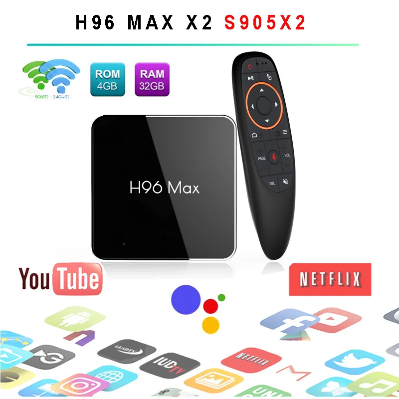 H96 MAX X2 Amlogic S905X2 Quad Core Android 8.1 Smart TV BOX 4GB LPDDR4 32&64GB ROM support i8 mouse 4K HD H.265 set top box
H96 MAX X2 Amlogic S905X2 Quad Core Android 8.1 Smart TV BOX 4GB LPDDR4 32&64GB ROM support i8 mouse 4K HD H.265 set top box