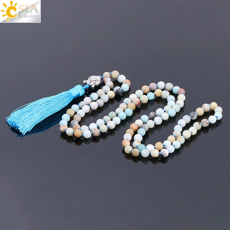 CSJA Bohemian Natural Stone Amazonite Long Statement Necklaces 108 Mala Beads Blue Tassel Charm Reiki Chakra Buddha Jewelry F137
CSJA Bohemian Natural Stone Amazonite Long Statement Necklaces 108 Mala Beads Blue Tassel Charm Reiki Chakra Buddha Jewelry F137