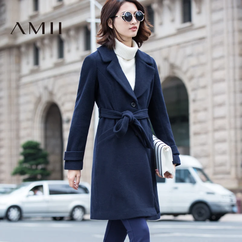 Amii Casual Women Woolen Coat 2017 Winter Single Breasted Belt Turn-down Collar Female Wool Blends
Amii Casual Women Woolen Coat 2017 Winter Single Breasted Belt Turn-down Collar Female Wool Blends