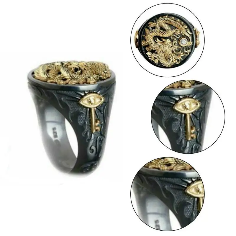Size 7-12 Gothic Punk Ring Men Retro Dragon Rings Black Gun Gold Animal Male Ring Party Jewelry Anillos Para Hombres
Size 7-12 Gothic Punk Ring Men Retro Dragon Rings Black Gun Gold Animal Male Ring Party Jewelry Anillos Para Hombres