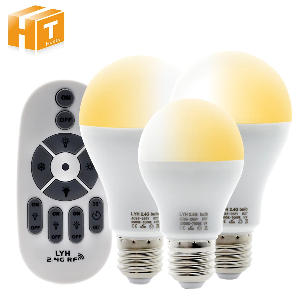 

Smart LED Bulb E27 AC86-265V 6W 9W 12W Warm White Cold White Changeable Bulb Lamp RF 2.4G Remote Control LED Bulb Light.