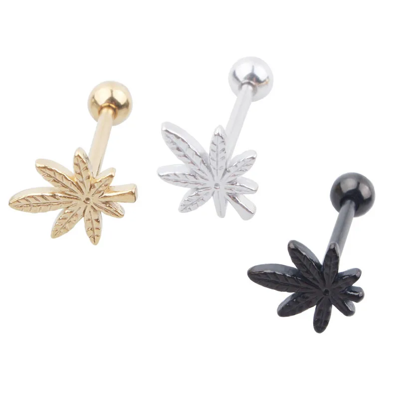 New Leaf Tongue Bar Stainless steel tongue nail puncture jewelry tongue ring leaves nail Steel Black Gold 14G Body Piercing 
New Leaf Tongue Bar Stainless steel tongue nail puncture jewelry tongue ring leaves nail Steel Black Gold 14G Body Piercing
