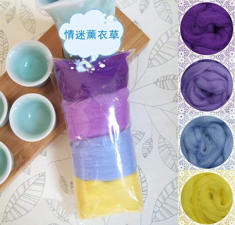 COLOR-PUEPLE 4 COLOR/Combo Merino Wool Fibre Roving For Needle Felting Hand Spinning DIY Fun Doll Needlework
COLOR-PUEPLE 4 COLOR/Combo Merino Wool Fibre Roving For Needle Felting Hand Spinning DIY Fun Doll Needlework