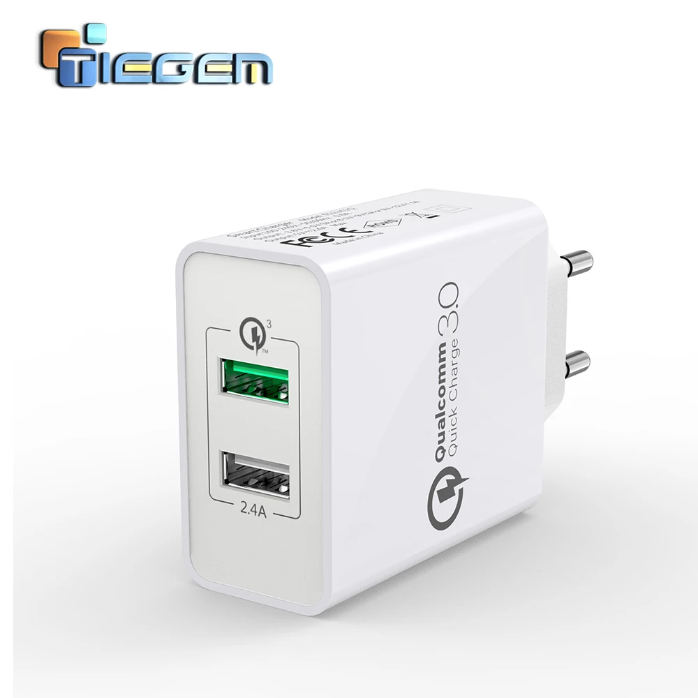 TIEGEM Dual USB Quick Charger 3.0 + 2.4A QC 3.0 30W Fast Charging Adapter EU US Plug Mobile Phone Charger for Samsung Huawei
TIEGEM Dual USB Quick Charger 3.0 + 2.4A QC 3.0 30W Fast Charging Adapter EU US Plug Mobile Phone Charger for Samsung Huawei