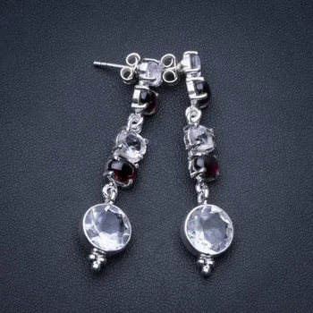 Natural White Topaz and Amethyst Bohemian 925 Sterling Silver Drop Earrings 2" R2449
Natural White Topaz and Amethyst Bohemian 925 Sterling Silver Drop Earrings 2" R2449