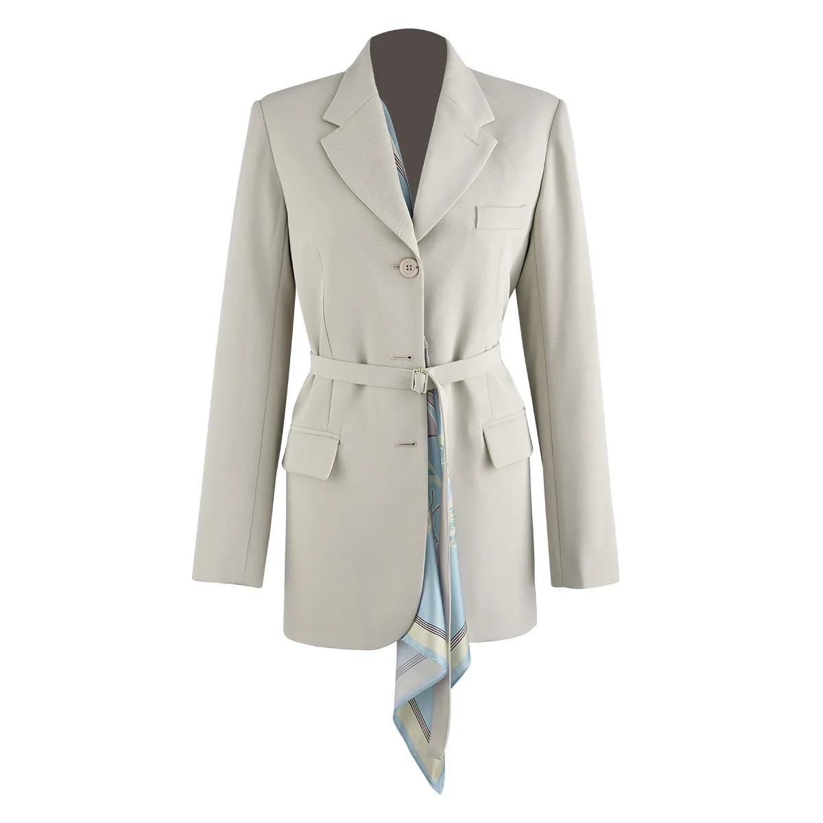TOP Quality Blazer Woman Blazers with Removable Contrast Color Printed Scarf Single Breasted Slit-Back Long Jackets C969
TOP Quality Blazer Woman Blazers with Removable Contrast Color Printed Scarf Single Breasted Slit-Back Long Jackets C969