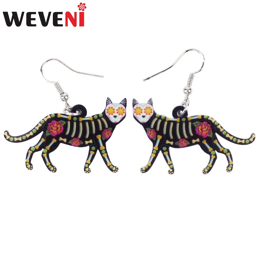 WEVENI Acrylic Halloween Floral Walking Cat Kitten Earrings Big Long Drop Dangle Fashion Jewelry For Girls Women Lady Kids Gift
WEVENI Acrylic Halloween Floral Walking Cat Kitten Earrings Big Long Drop Dangle Fashion Jewelry For Girls Women Lady Kids Gift