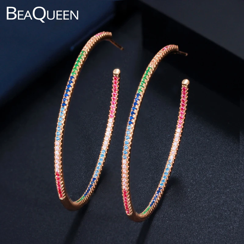 BeaQueen Creative Dubai Gold Color Round Shape Double Side Full Paved Colorful Cubic Zircon Big Circle Hoop Earring Jewelry E297
BeaQueen Creative Dubai Gold Color Round Shape Double Side Full Paved Colorful Cubic Zircon Big Circle Hoop Earring Jewelry E297