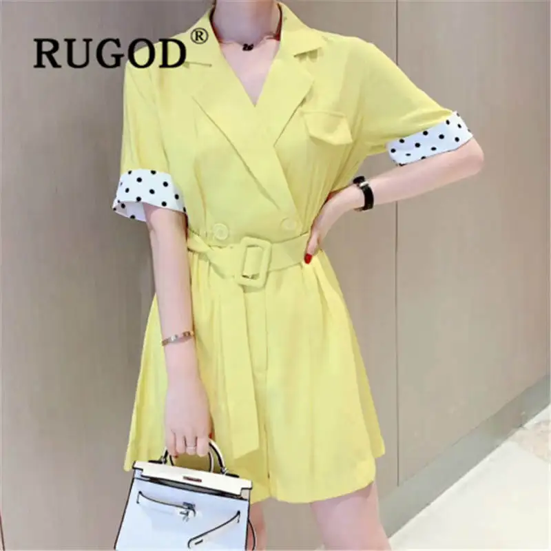RUGOD Wave stitching suit collar rompers womens jumpsuit high waist slim belt jumpsuit summer new romper women
RUGOD Wave stitching suit collar rompers womens jumpsuit high waist slim belt jumpsuit summer new romper women