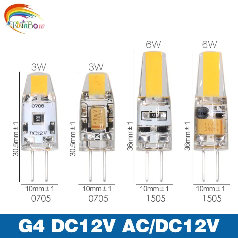 Мини G4 светодиодный светильник COB лампы 3 Вт AC/DC 12V с регулируемой яркостью 360 Угол