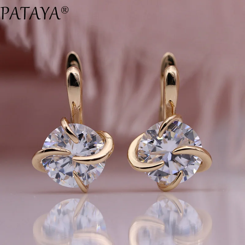 PATAYA New Round Big Natural Zircon Drop Earrings 585 Rose Gold Unique Hyperbole Curve Earring Women Simple Fine Fashion Jewelry
PATAYA New Round Big Natural Zircon Drop Earrings 585 Rose Gold Unique Hyperbole Curve Earring Women Simple Fine Fashion Jewelry