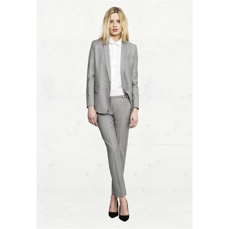 Light Gray Womens Business Suits Office Uniform Style Formal Pant Suits For Weddings Tuxedo Female Trouser Suits Custom Made
Light Gray Womens Business Suits Office Uniform Style Formal Pant Suits For Weddings Tuxedo Female Trouser Suits Custom Made