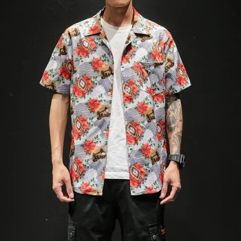 Summer Mens Shirts Fashion Printing Men Shirt Short Sleeve Pocket Red White Flower Shirt 
Summer Mens Shirts Fashion Printing Men Shirt Short Sleeve Pocket Red White Flower Shirt