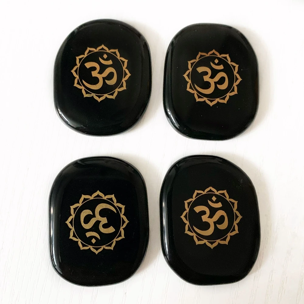 Natural Black Obsidian Crystal Polished Palm Stone Carved OM Symbol Healing Power Energy Stones Semiprecious Fengshui Decor
Natural Black Obsidian Crystal Polished Palm Stone Carved OM Symbol Healing Power Energy Stones Semiprecious Fengshui Decor