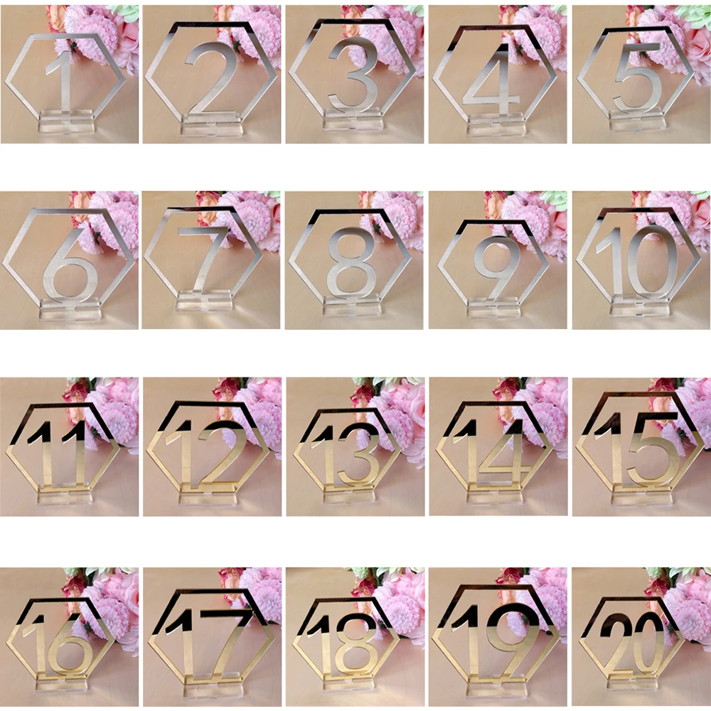 Number 1-20 Acrylic 20Pcs/set Hexagonal Gold/Silver Banquet Dinner Table Number Plate Cards WeddingDigital Seat Party Supplies
Number 1-20 Acrylic 20Pcs/set Hexagonal Gold/Silver Banquet Dinner Table Number Plate Cards WeddingDigital Seat Party Supplies