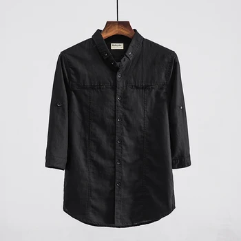2018 New Italy style turn-down collar shirt men summer three quarter mens shirt linen and cotton shirts male chemise de marque
2018 New Italy style turn-down collar shirt men summer three quarter mens shirt linen and cotton shirts male chemise de marque