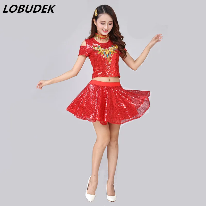 red yellow top skirt Catwalk Sparkly Sequins Clothing prom Modern dance Stage Performance Female Costumes Bar Jazz DJ DS Show
red yellow top skirt Catwalk Sparkly Sequins Clothing prom Modern dance Stage Performance Female Costumes Bar Jazz DJ DS Show
