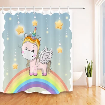 LB Cute Unicorn on the Rainbow And Stars Shower Curtains Bathroom Extra Long Waterproof Polyester Fabric For Kids Bathtub Decor
LB Cute Unicorn on the Rainbow And Stars Shower Curtains Bathroom Extra Long Waterproof Polyester Fabric For Kids Bathtub Decor