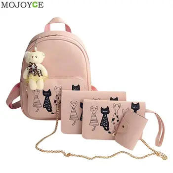 4pcs/set Cat Printed Backpack Women Fashion PU Leather Backpacks For Teenage Girls Student School Bags Female Shoulder Bag Purse
4pcs/set Cat Printed Backpack Women Fashion PU Leather Backpacks For Teenage Girls Student School Bags Female Shoulder Bag Purse