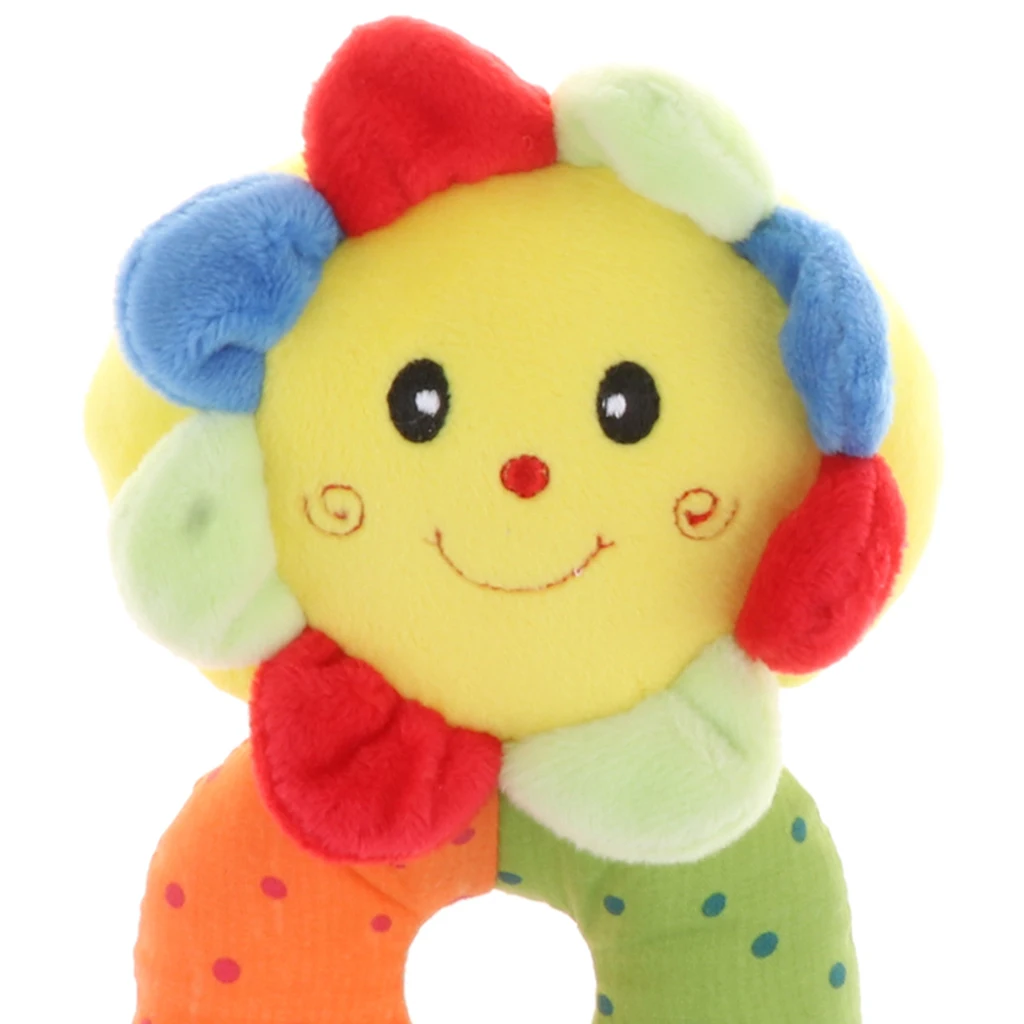 Infant Baby Plush Stuffed Rattle Ring Clutching Sensory Toys Crib Musical Shaker Handbell Jingle Bells Developmental