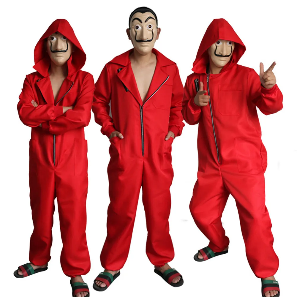 Cosplay La casa de papel Season 3 Salvador Dali costume red game uniform adult kids demon Jumpsuits with mask Halloween costume
Cosplay La casa de papel Season 3 Salvador Dali costume red game uniform adult kids demon Jumpsuits with mask Halloween costume