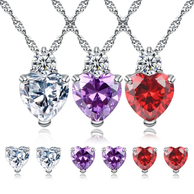 Lovely Heart Jewelry Sets Women Girl Pendant Necklace+Ear Stud Silver Chain Necklace Jewelry Christmas Gift Holiday Wholesale V1
Lovely Heart Jewelry Sets Women Girl Pendant Necklace+Ear Stud Silver Chain Necklace Jewelry Christmas Gift Holiday Wholesale V1