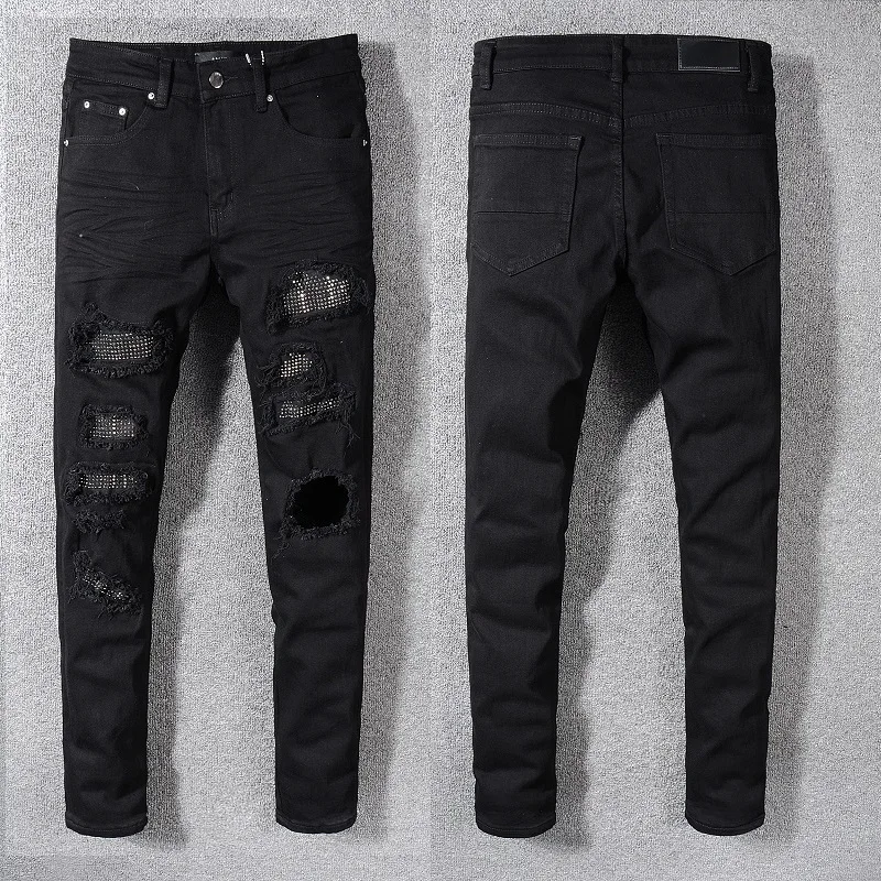 New Italy Style #565# Men's Distressed Destroyed Pants Crytal Patches Black Skinny Stretch Jeans Slim Trousers Size 28-40
New Italy Style #565# Men's Distressed Destroyed Pants Crytal Patches Black Skinny Stretch Jeans Slim Trousers Size 28-40