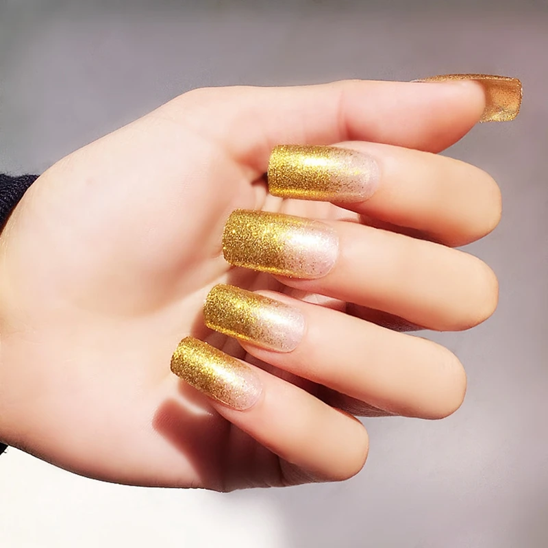 Glitter Gold Acrylic Fake Nails Fashion Long False Nail Tip DIY Nail Art Manicure Tool Gradient Style 24pcs
Glitter Gold Acrylic Fake Nails Fashion Long False Nail Tip DIY Nail Art Manicure Tool Gradient Style 24pcs