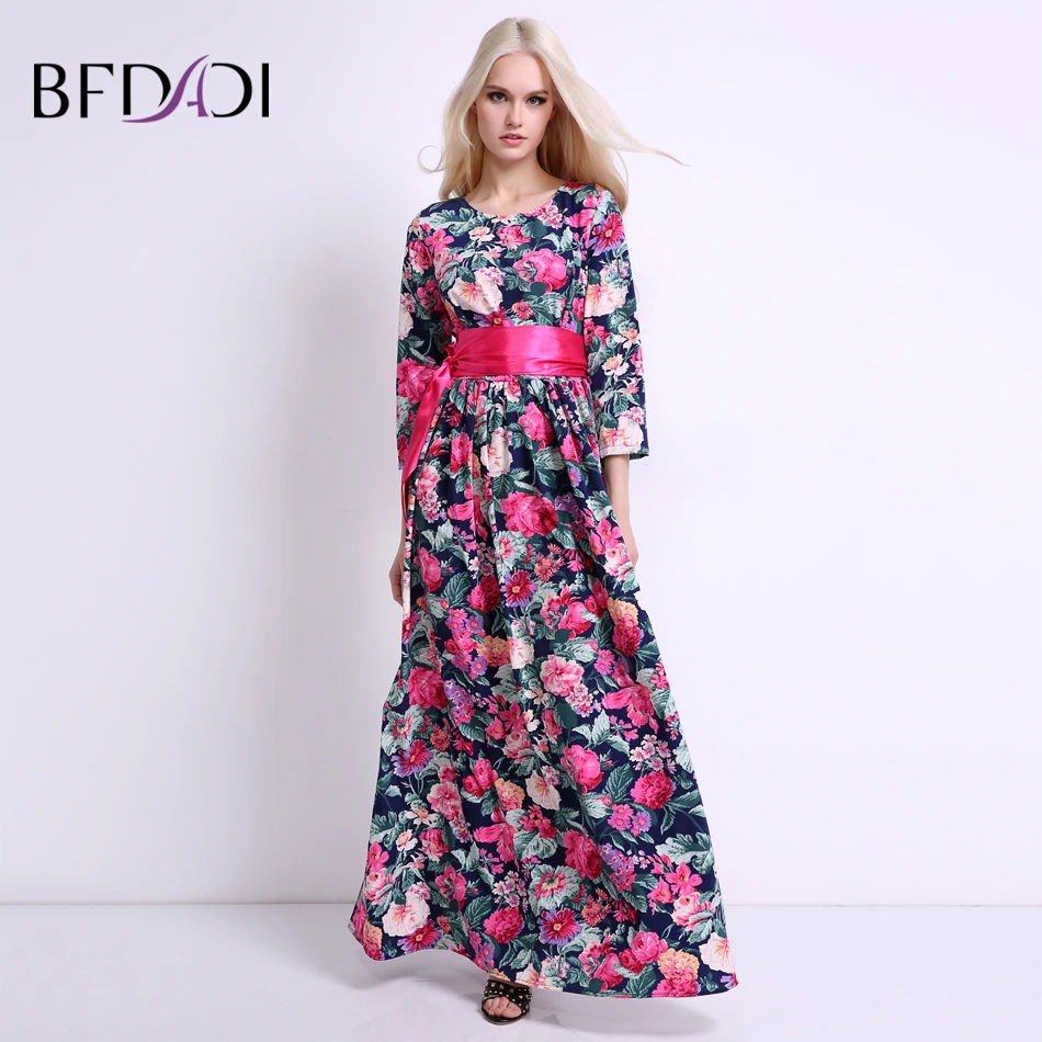 Фото Женское винтажное платье с цветочным принтом BFDADI повседневное Свободное | Женские платья (32815375072)