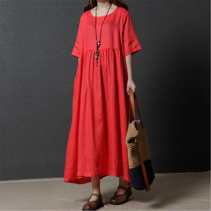2019 lady's Long Dress Pure color cotton linen Comfortable casual girl dress plus size,big size, M-2XL,navy blue,red,green
2019 lady's Long Dress Pure color cotton linen Comfortable casual girl dress plus size,big size, M-2XL,navy blue,red,green