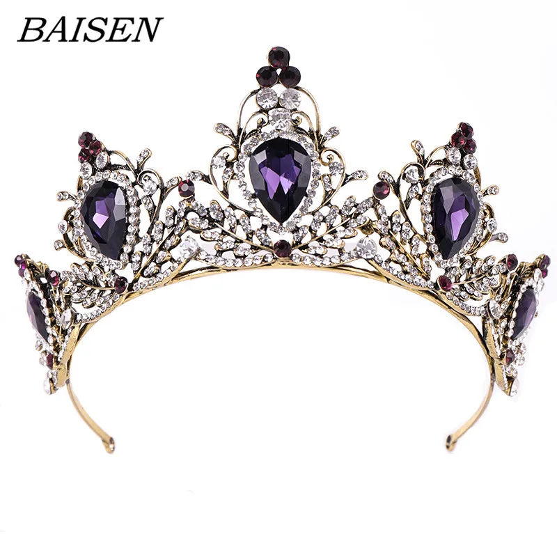 Purple Crystal Wedding Tiara Bridal Crown For Wedding Bride Vintage Gold Color Rhinestone Crown Headband Jewelry Accessories
Purple Crystal Wedding Tiara Bridal Crown For Wedding Bride Vintage Gold Color Rhinestone Crown Headband Jewelry Accessories