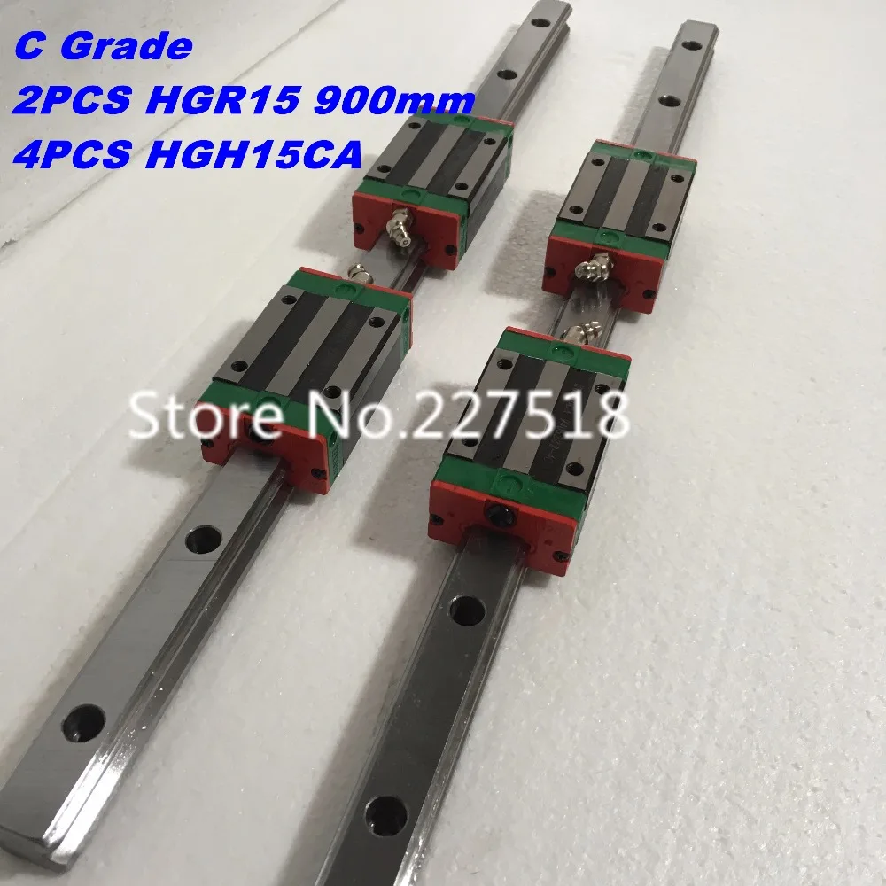 

15mm Type 2pcs HGR15 Linear Guide Rail L900mm rail + 4pcs carriage Block HGH15CA blocks for cnc router