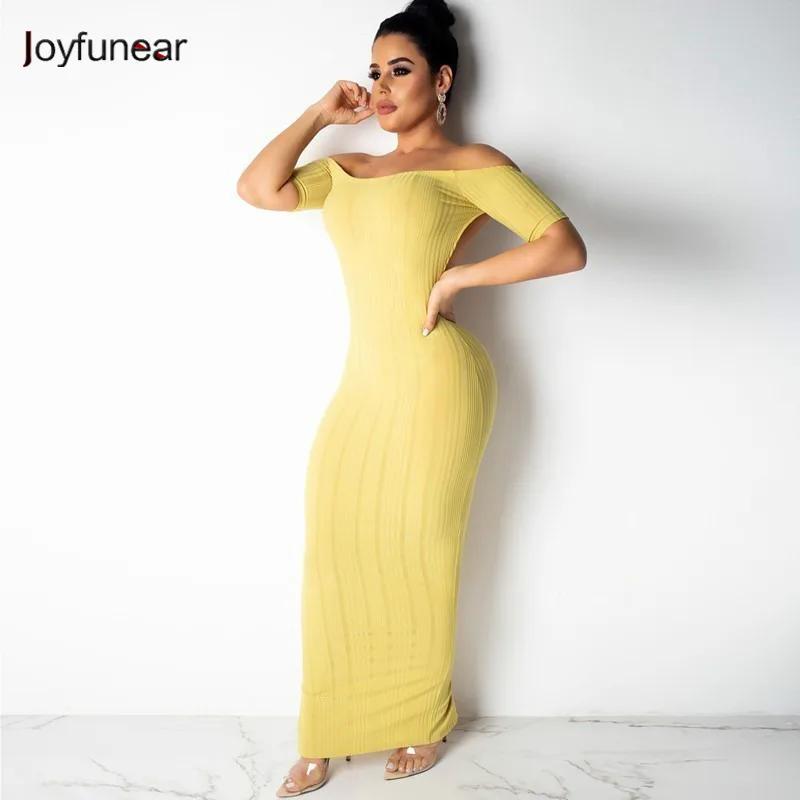 Joyfunear Sexy Off Shoulder Summer Dress Women Short Sleeve Knitted Maxi Long Dresses Casual Bodycon Backless Dress Vestido 2019
Joyfunear Sexy Off Shoulder Summer Dress Women Short Sleeve Knitted Maxi Long Dresses Casual Bodycon Backless Dress Vestido 2019