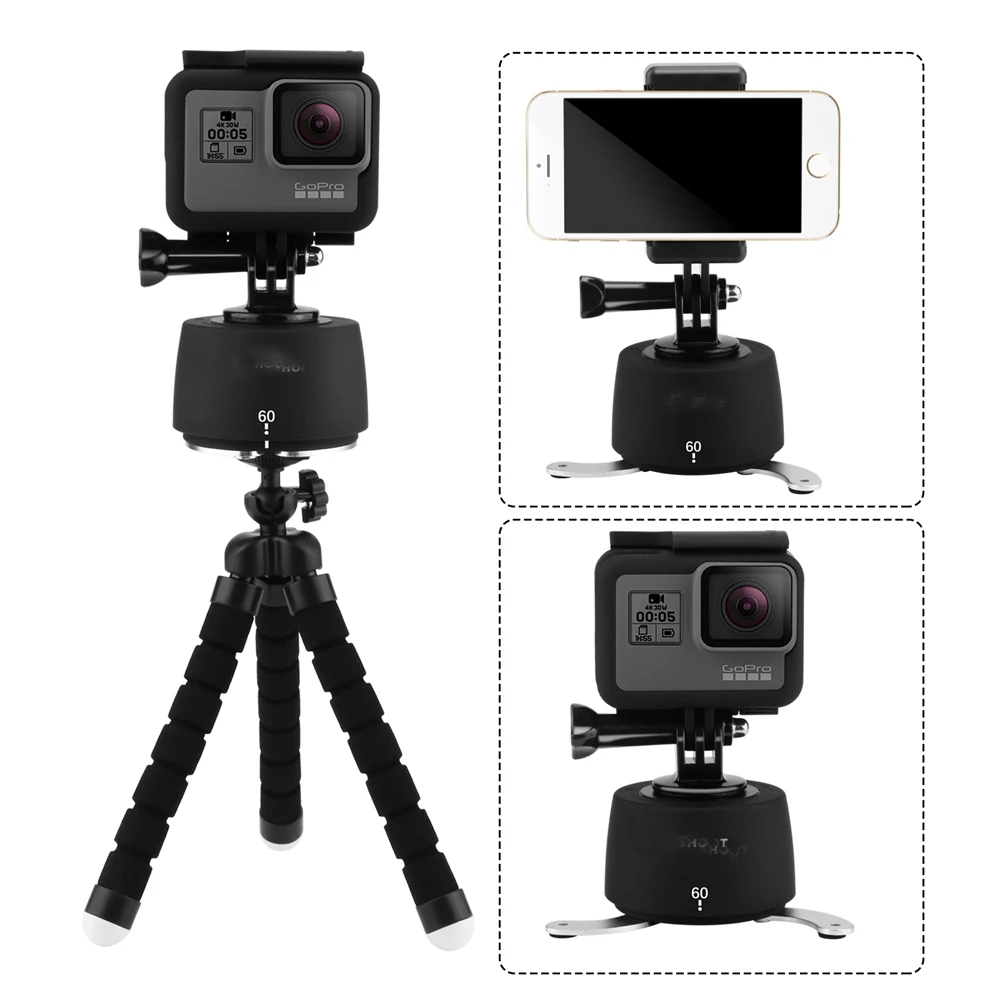 GoPro 360 degree Mini Rotating Time lapse Stabilizer + Octopus tripod + Phone Clips+ w/Adapter For GoRro SJcam Accessories
GoPro 360 degree Mini Rotating Time lapse Stabilizer + Octopus tripod + Phone Clips+ w/Adapter For GoRro SJcam Accessories