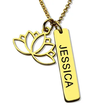 Wholesale Name Bar Necklace with Lotus Flower Gold Color Two Pendants Necklace Engraved Yoga Jewelry Bring You Peace and Calm
Wholesale Name Bar Necklace with Lotus Flower Gold Color Two Pendants Necklace Engraved Yoga Jewelry Bring You Peace and Calm