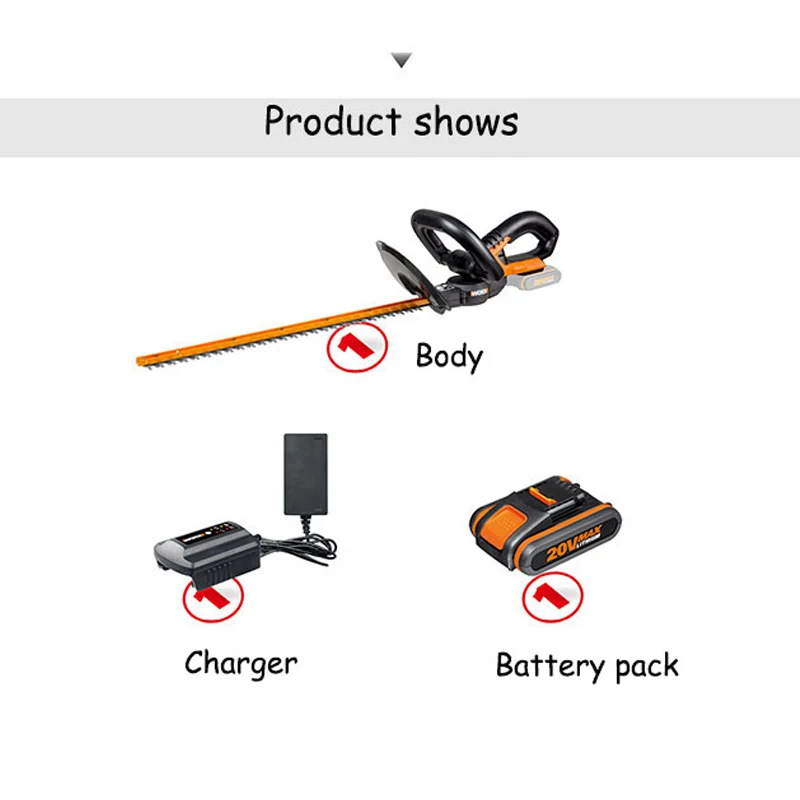Handheld Fence Trimmer 20V Lithium Battery Garden Pruning Machine Electric Pruning Saw Battery Pruning Shears WG259E
Handheld Fence Trimmer 20V Lithium Battery Garden Pruning Machine Electric Pruning Saw Battery Pruning Shears WG259E