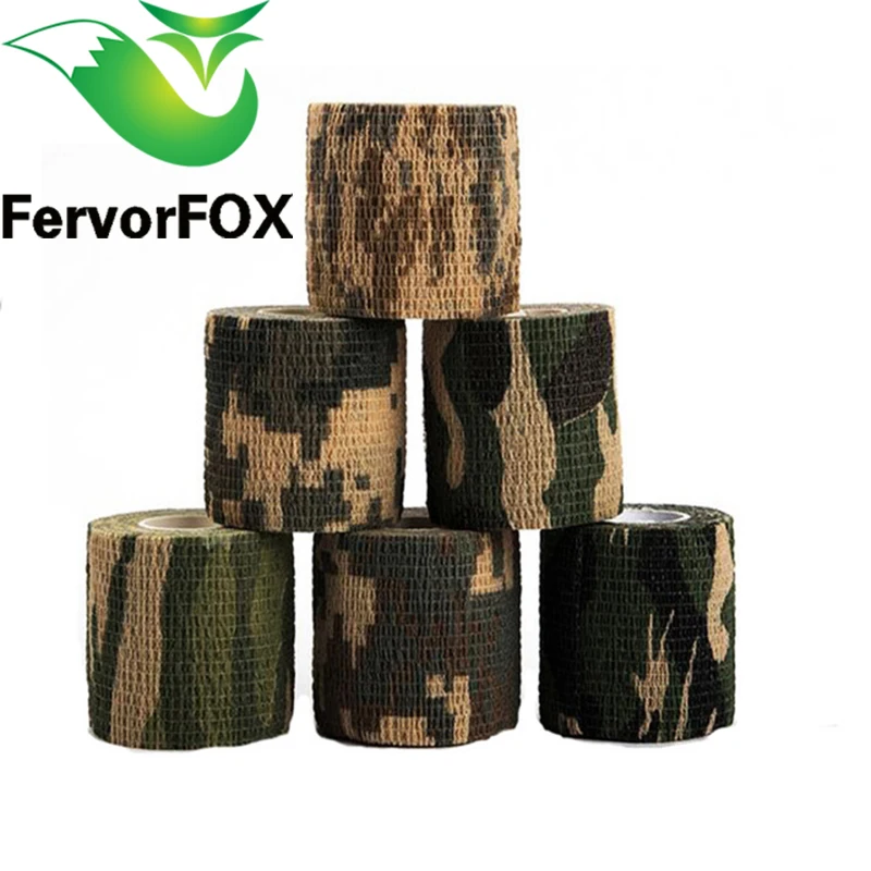 Image 6 Rolls Self adhesive Non woven 5cmx4.5m Camouflage Wrap Rifle Hunting Shooting Cycling Tape Waterproof Camo Stealth Tape