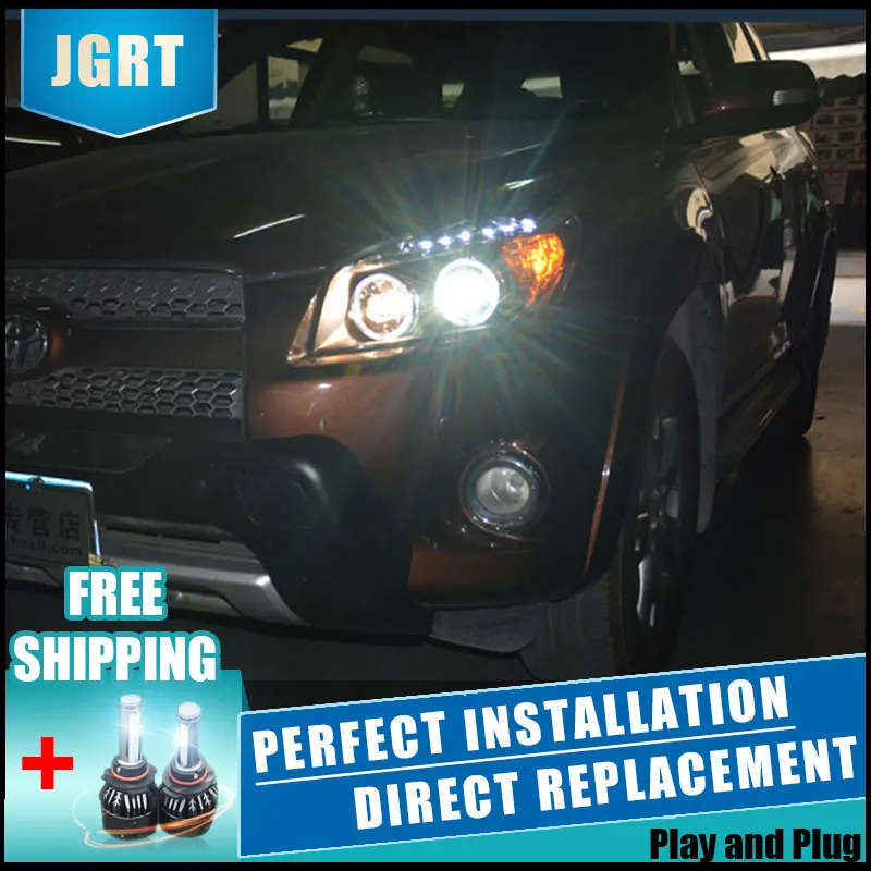 2PCS Car Style LED headlights for Toyota RAV4 2009-2012 for RAV4 head lamp LED DRL Lens Double Beam H7 HID Xenon bi xenon lens